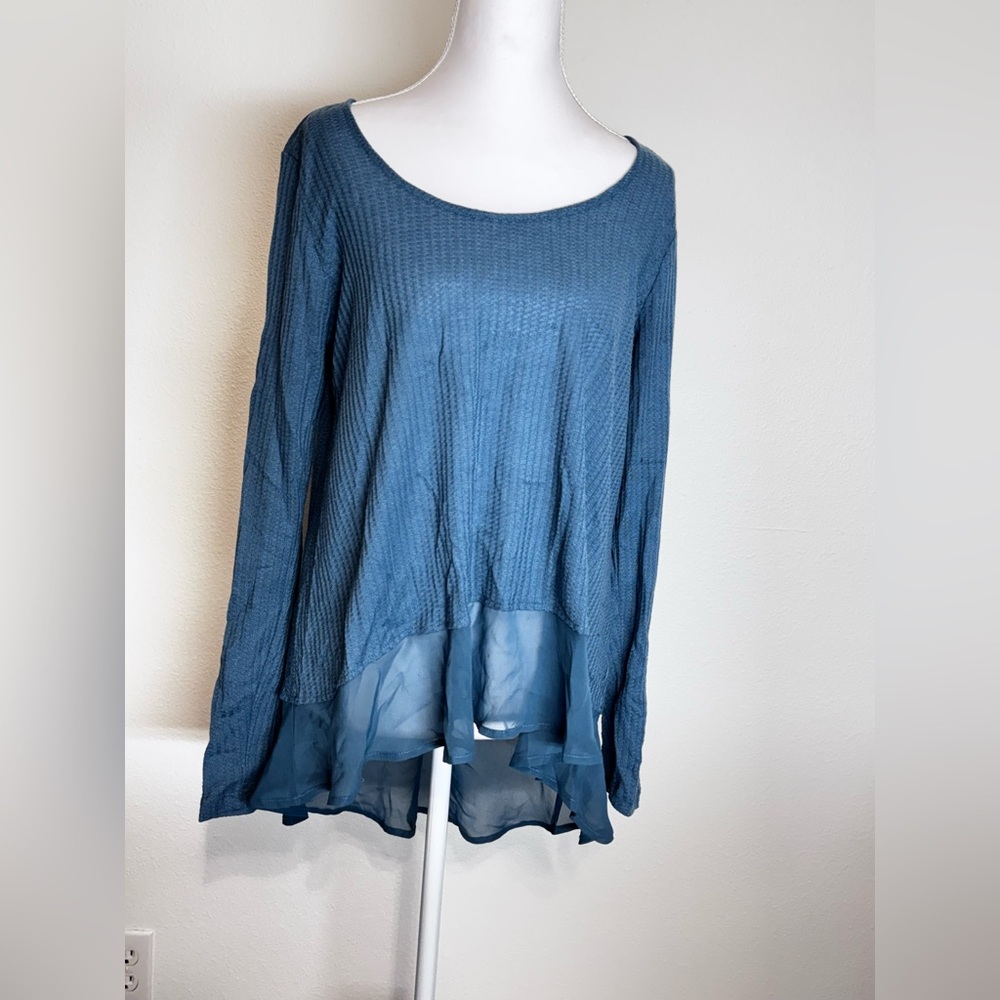 Sun & Shadow Textured Blue Tunic Top